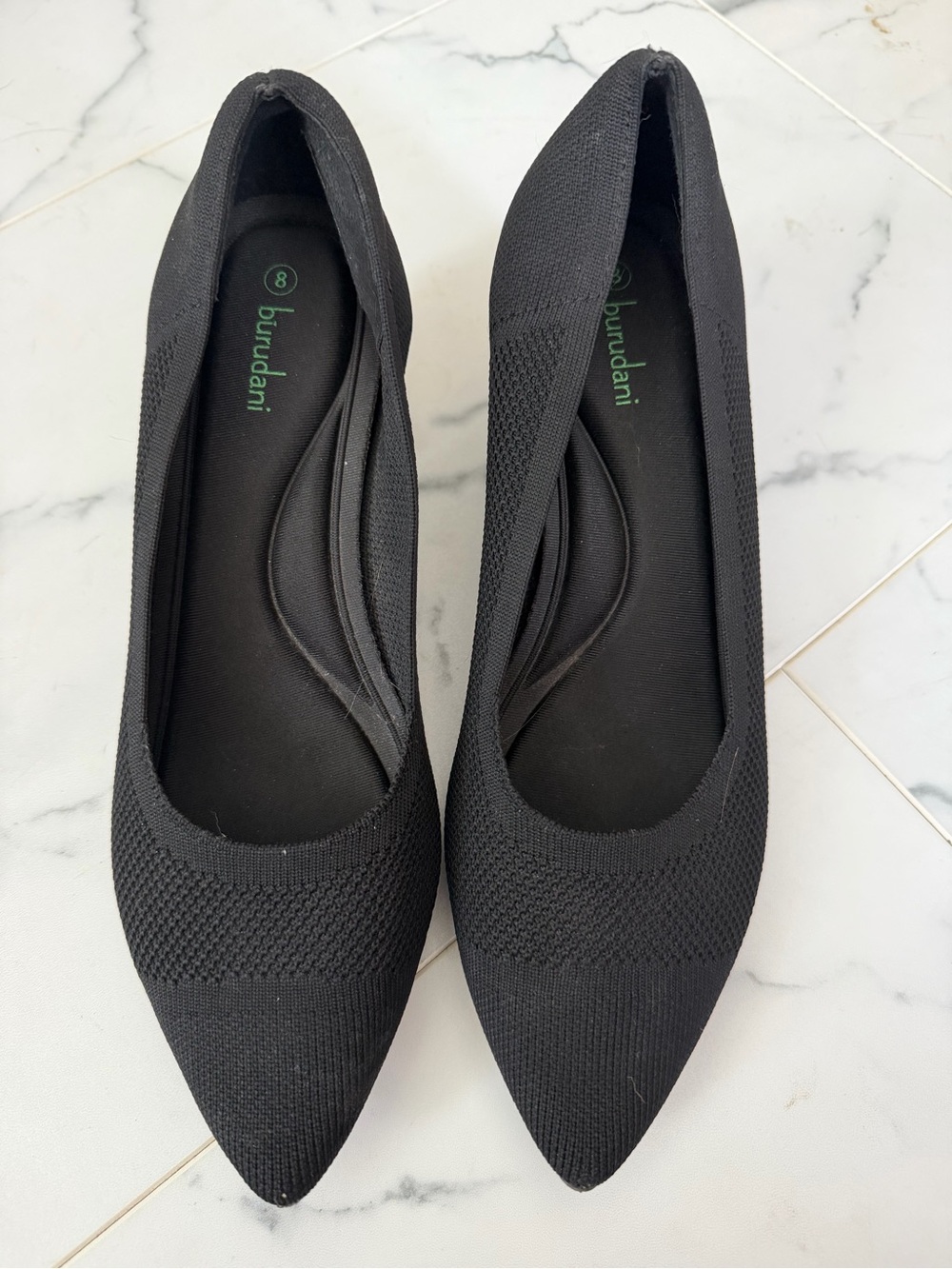 Burudani Chunky Pointed Heel Pumps Closed Toe Sustainable Knitted Work Shoe